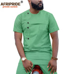 African Men’s Ankara 2PC Outfit – Dashiki Short Sleeve Shirt and Pants Set - Free Delivery Worldwide only at Flexi Africa