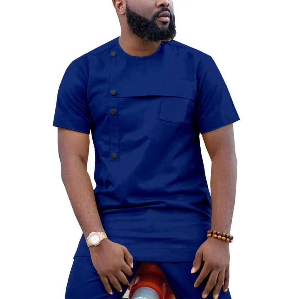 African Men’s Ankara 2PC Outfit – Dashiki Short Sleeve Shirt and Pants Set - Free Delivery Worldwide only at Flexi Africa