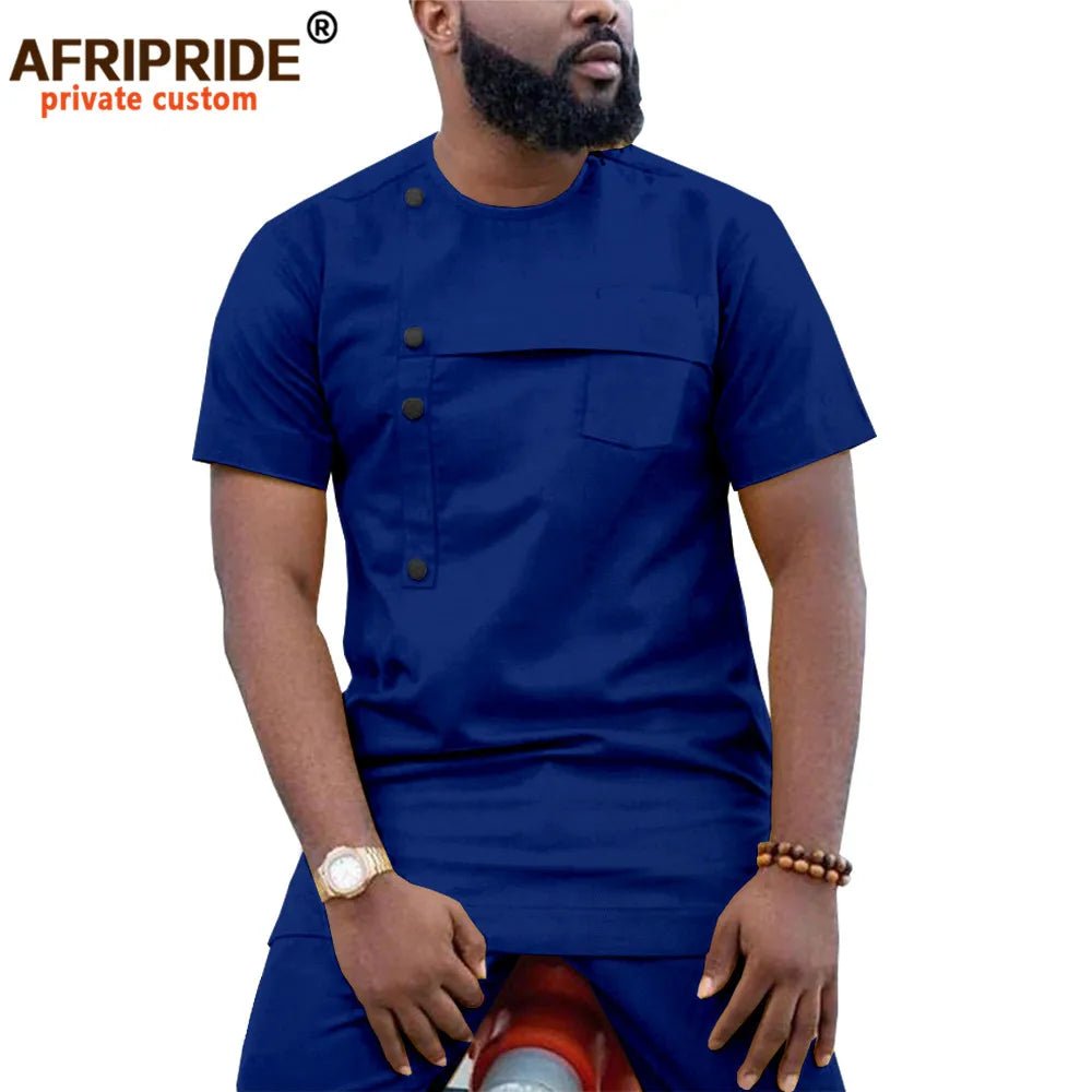 African Men’s Ankara 2PC Outfit – Dashiki Short Sleeve Shirt and Pants Set - Free Delivery Worldwide only at Flexi Africa