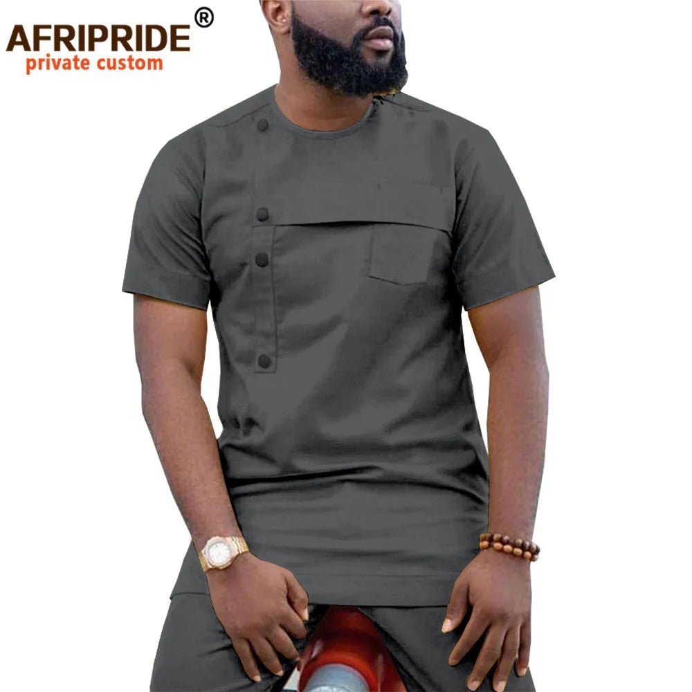 African Men’s Ankara 2PC Outfit – Dashiki Short Sleeve Shirt and Pants Set - Free Delivery Worldwide only at Flexi Africa
