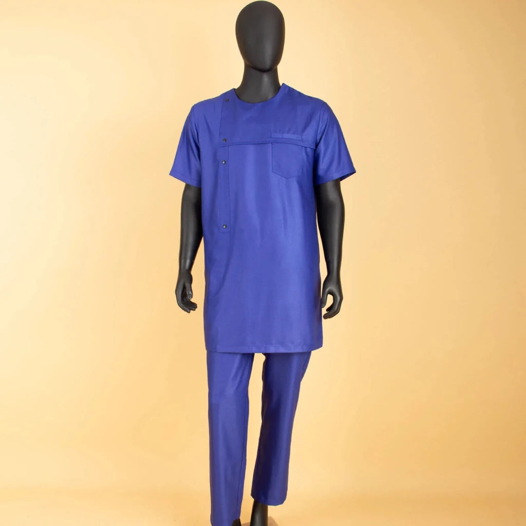 African Men’s Ankara 2PC Outfit – Dashiki Short Sleeve Shirt and Pants Set - Free Delivery Worldwide only at Flexi Africa