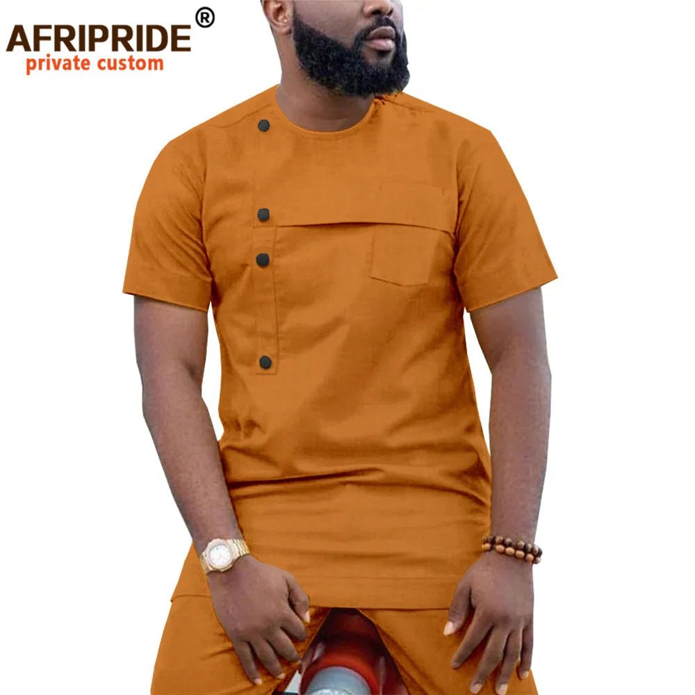 African Men’s Ankara 2PC Outfit – Dashiki Short Sleeve Shirt and Pants Set - Free Delivery Worldwide only at Flexi Africa