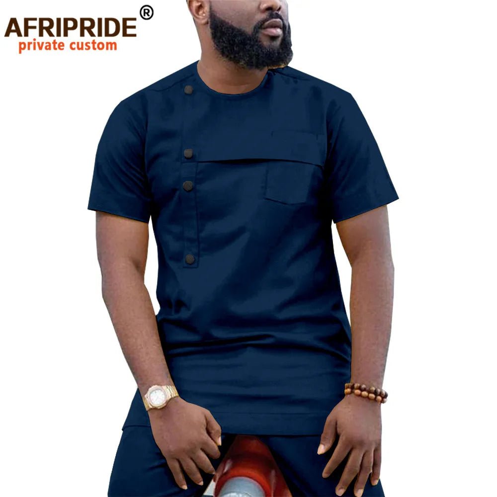 African Men’s Ankara 2PC Outfit – Dashiki Short Sleeve Shirt and Pants Set - Free Delivery Worldwide only at Flexi Africa