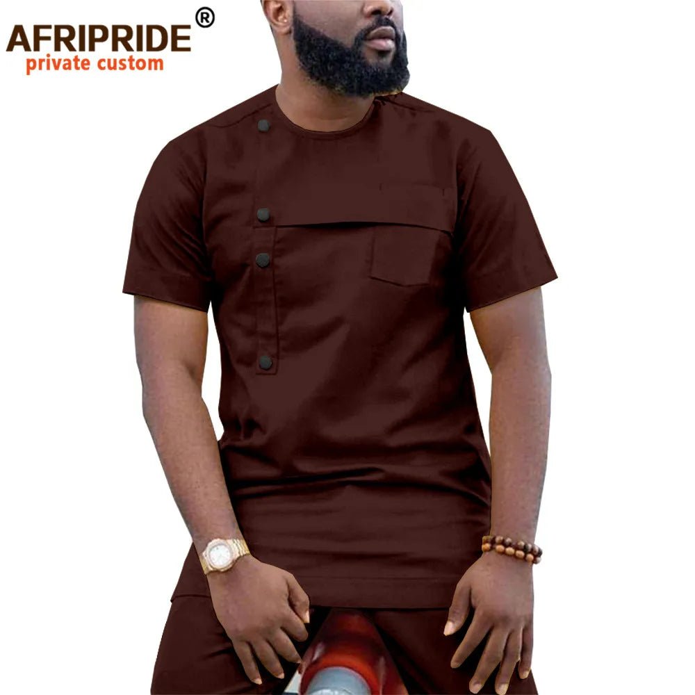 African Men’s Ankara 2PC Outfit – Dashiki Short Sleeve Shirt and Pants Set - Free Delivery Worldwide only at Flexi Africa
