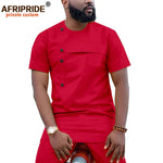 African Men’s Ankara 2PC Outfit – Dashiki Short Sleeve Shirt and Pants Set - Free Delivery Worldwide only at Flexi Africa
