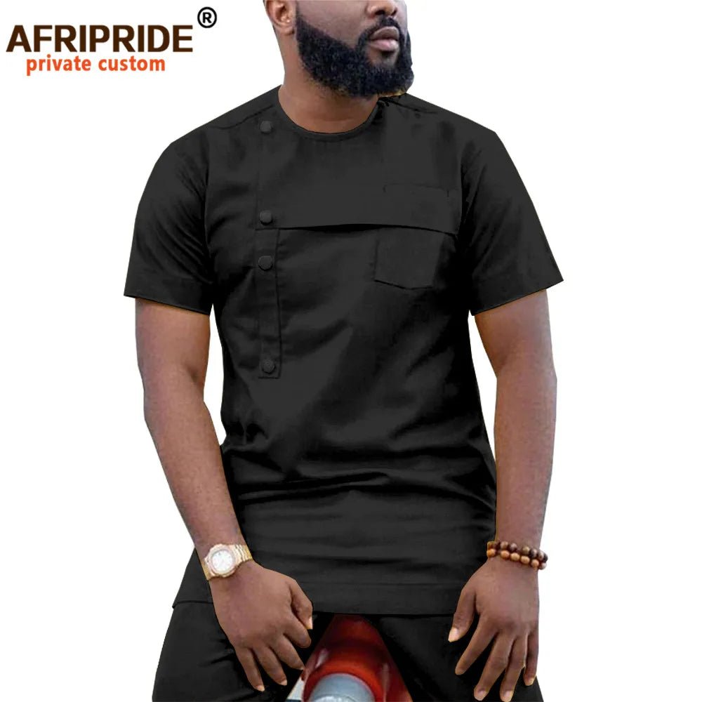 African Men’s Ankara 2PC Outfit – Dashiki Short Sleeve Shirt and Pants Set - Free Delivery Worldwide only at Flexi Africa