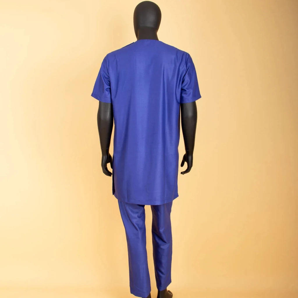 African Men’s Ankara 2PC Outfit – Dashiki Short Sleeve Shirt and Pants Set - Free Delivery Worldwide only at Flexi Africa