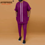 African Men’s Ankara Dashiki Tracksuit – Short Sleeve Shirt and Pants Set Plus Size - Free Delivery Worldwide only at Flexi Africa