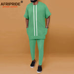 African Men’s Ankara Dashiki Tracksuit – Short Sleeve Shirt and Pants Set Plus Size - Free Delivery Worldwide only at Flexi Africa