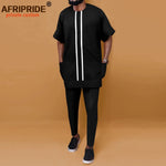 African Men’s Ankara Dashiki Tracksuit – Short Sleeve Shirt and Pants Set Plus Size - Free Delivery Worldwide only at Flexi Africa