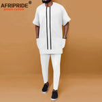 African Men’s Ankara Dashiki Tracksuit – Short Sleeve Shirt and Pants Set Plus Size - Free Delivery Worldwide only at Flexi Africa