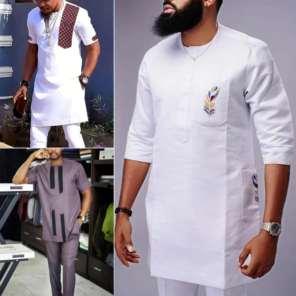 African Men's Dashiki 2PC Kaftan Outfit - Free Delivery Worldwide only at Flexi Africa