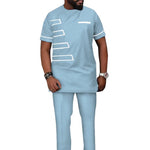 African Men’s Traditional 2PC Suit Set – Solid Color Riche Shirt & Matching Trousers - Free Delivery Worldwide only at Flexi Africa