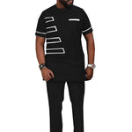 African Men’s Traditional 2PC Suit Set – Solid Color Riche Shirt & Matching Trousers - Free Delivery Worldwide only at Flexi Africa