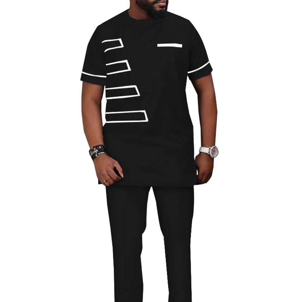 African Men’s Traditional 2PC Suit Set – Solid Color Riche Shirt & Matching Trousers - Free Delivery Worldwide only at Flexi Africa