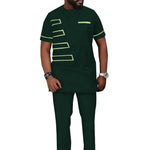 African Men’s Traditional 2PC Suit Set – Solid Color Riche Shirt & Matching Trousers - Free Delivery Worldwide only at Flexi Africa