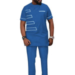 African Men’s Traditional 2PC Suit Set – Solid Color Riche Shirt & Matching Trousers - Free Delivery Worldwide only at Flexi Africa