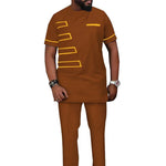 African Men’s Traditional 2PC Suit Set – Solid Color Riche Shirt & Matching Trousers - Free Delivery Worldwide only at Flexi Africa