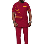 African Men’s Traditional 2PC Suit Set – Solid Color Riche Shirt & Matching Trousers - Free Delivery Worldwide only at Flexi Africa