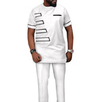 African Men’s Traditional 2PC Suit Set – Solid Color Riche Shirt & Matching Trousers - Free Delivery Worldwide only at Flexi Africa