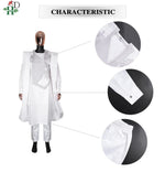 Step into timeless elegance with this African Men’s White 3PC Bazin Riche Outfit, a refined traditional clothing set designed