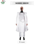 Step into timeless elegance with this African Men’s White 3PC Bazin Riche Outfit, a refined traditional clothing set designed