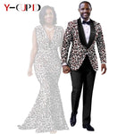 African Mermaid Dress & Matching Men’s Suit Set – Dashiki Couple Outfit for Weddings and Special Events - Free Delivery Worldwide only at Flexi Africa