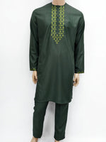 African Muslim Islamic Men's Modern Fashion Prayer Eid Robe Long Sleeve Round Neck Embroidered Arabian Jubba Thobe Clothing - Free Delivery Worldwide only at Flexi Africa