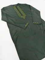 African Muslim Islamic Men's Modern Fashion Prayer Eid Robe Long Sleeve Round Neck Embroidered Arabian Jubba Thobe Clothing - Free Delivery Worldwide only at Flexi Africa