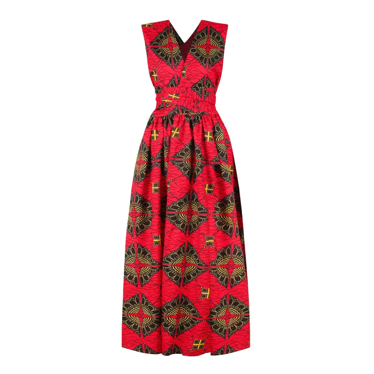 Sexy Sleeveless African Print Party Dress - Flexi Africa Red / M Sexy Sleeveless African Print Party Dress - Flexi Africa Red / M