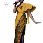 African One - Shoulder Maxi Dress – Bazin Riche Wax Print Gown for Women - Free Delivery Worldwide only at Flexi Africa