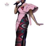 African One - Shoulder Maxi Dress – Bazin Riche Wax Print Gown for Women - Free Delivery Worldwide only at Flexi Africa