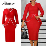 African Party Dress for Women – V-Neck Bodycon Midi Dress with Belt | Evening & Office Wear - Free Delivery Worldwide only at Flexi Africa