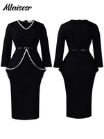 African Party Dress for Women – V-Neck Bodycon Midi Dress with Belt | Evening & Office Wear - Free Delivery Worldwide only at Flexi Africa