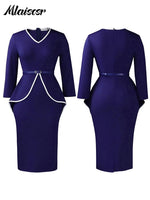 African Party Dress for Women – V-Neck Bodycon Midi Dress with Belt | Evening & Office Wear - Free Delivery Worldwide only at Flexi Africa