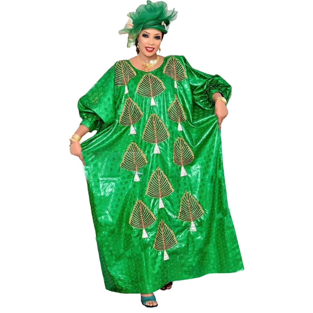 African Plus Size Embroidered Kaftan Gown – Elegant Full - Length Nightdress & Party Casual Dress - Free Delivery Worldwide only at Flexi Africa