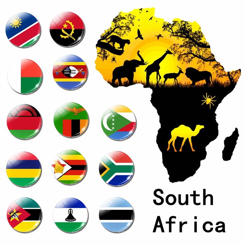 African Pride: Country Souvenir Fridge Magnets - Flexi Africa offers Free Delivery Worldwide - Vibrant African Clothing