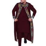 African Print 3PC Men’s Set – Long Robe, Shirt & Pants Cotton Suit for Party & Wedding - Free Delivery Worldwide only at Flexi Africa