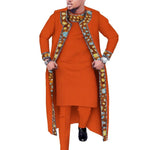African Print 3PC Men’s Set – Long Robe, Shirt & Pants Cotton Suit for Party & Wedding - Free Delivery Worldwide only at Flexi Africa