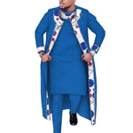 African Print 3PC Men’s Set – Long Robe, Shirt & Pants Cotton Suit for Party & Wedding - Free Delivery Worldwide only at Flexi Africa