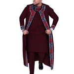 African Print 3PC Men’s Set – Long Robe, Shirt & Pants Cotton Suit for Party & Wedding - Free Delivery Worldwide only at Flexi Africa
