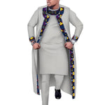 African Print 3PC Men’s Set – Long Robe, Shirt & Pants Cotton Suit for Party & Wedding - Free Delivery Worldwide only at Flexi Africa