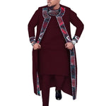 African Print 3PC Men’s Set – Long Robe, Shirt & Pants Cotton Suit for Party & Wedding - Free Delivery Worldwide only at Flexi Africa