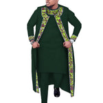 African Print 3PC Men’s Set – Long Robe, Shirt & Pants Cotton Suit for Party & Wedding - Free Delivery Worldwide only at Flexi Africa