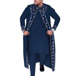 African Print 3PC Men’s Set – Long Robe, Shirt & Pants Cotton Suit for Party & Wedding - Free Delivery Worldwide only at Flexi Africa