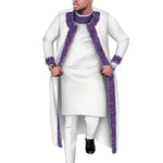African Print 3PC Men’s Set – Long Robe, Shirt & Pants Cotton Suit for Party & Wedding - Free Delivery Worldwide only at Flexi Africa