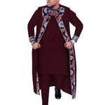 African Print 3PC Men’s Set – Long Robe, Shirt & Pants Cotton Suit for Party & Wedding - Free Delivery Worldwide only at Flexi Africa