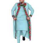 African Print 3PC Men’s Set – Long Robe, Shirt & Pants Cotton Suit for Party & Wedding - Free Delivery Worldwide only at Flexi Africa