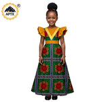 African Print Baby Girl Dress – Bazin Riche Flutter Sleeve Dress with Matching Headtie - Free Delivery Worldwide only at Flexi Africa