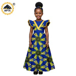 African Print Baby Girl Dress – Bazin Riche Flutter Sleeve Dress with Matching Headtie - Free Delivery Worldwide only at Flexi Africa